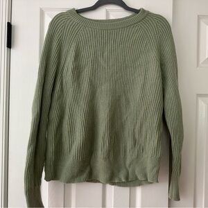 J. Crew Cashmere Green Crew Neck Sweater Ribbed Knit